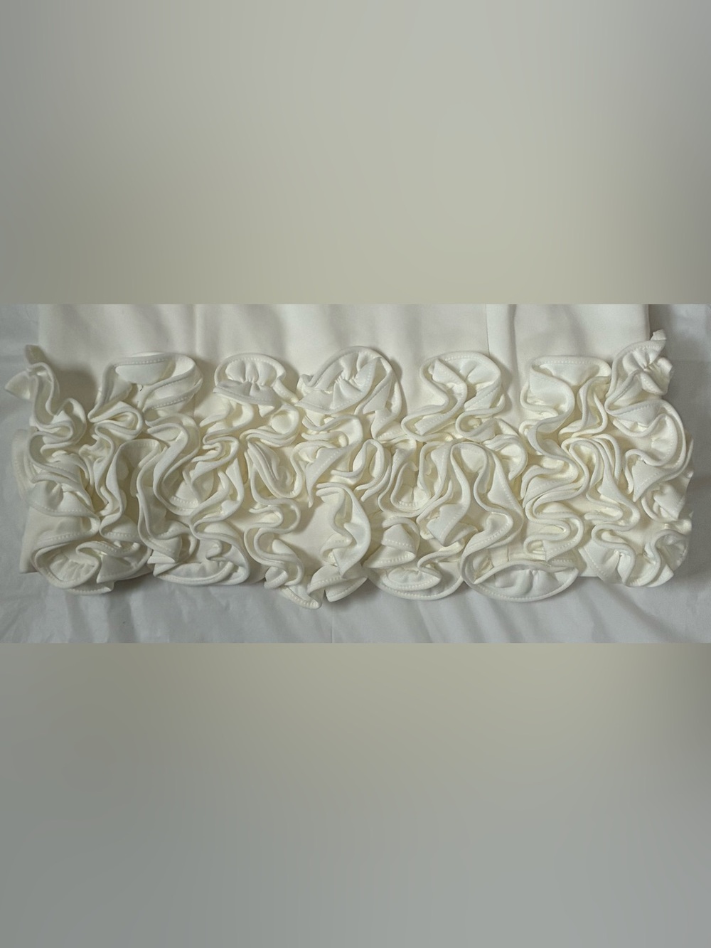 IVORY SLEEVELESS MINI DRESS ROSETTE RUFFLE HEM - Picture 8 of 14